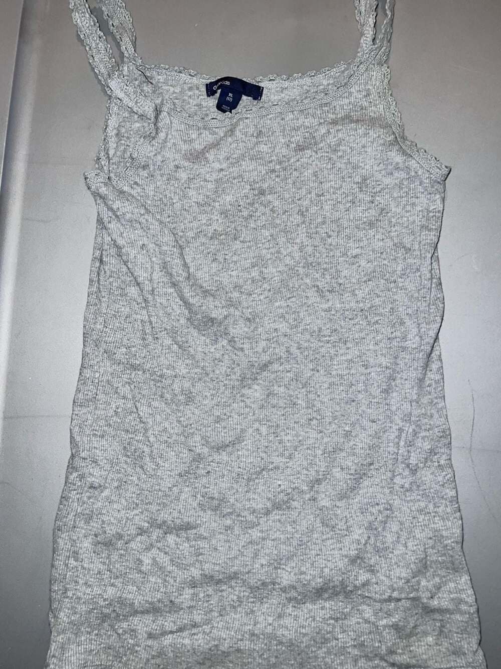 GapKids Tank Top Size XL 12 Gray Heather Ribbed Lace Trim